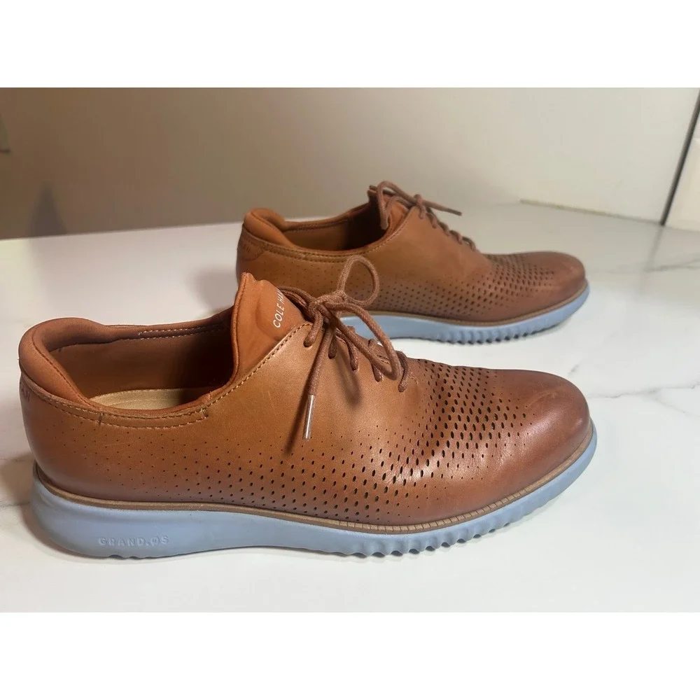 Cole Haan Zerogrand Wingtip Oxford Mens 10.5M British Tan Leather C38783